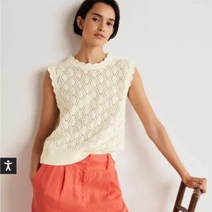 Boden Cream Sleeveless Knit Sweater